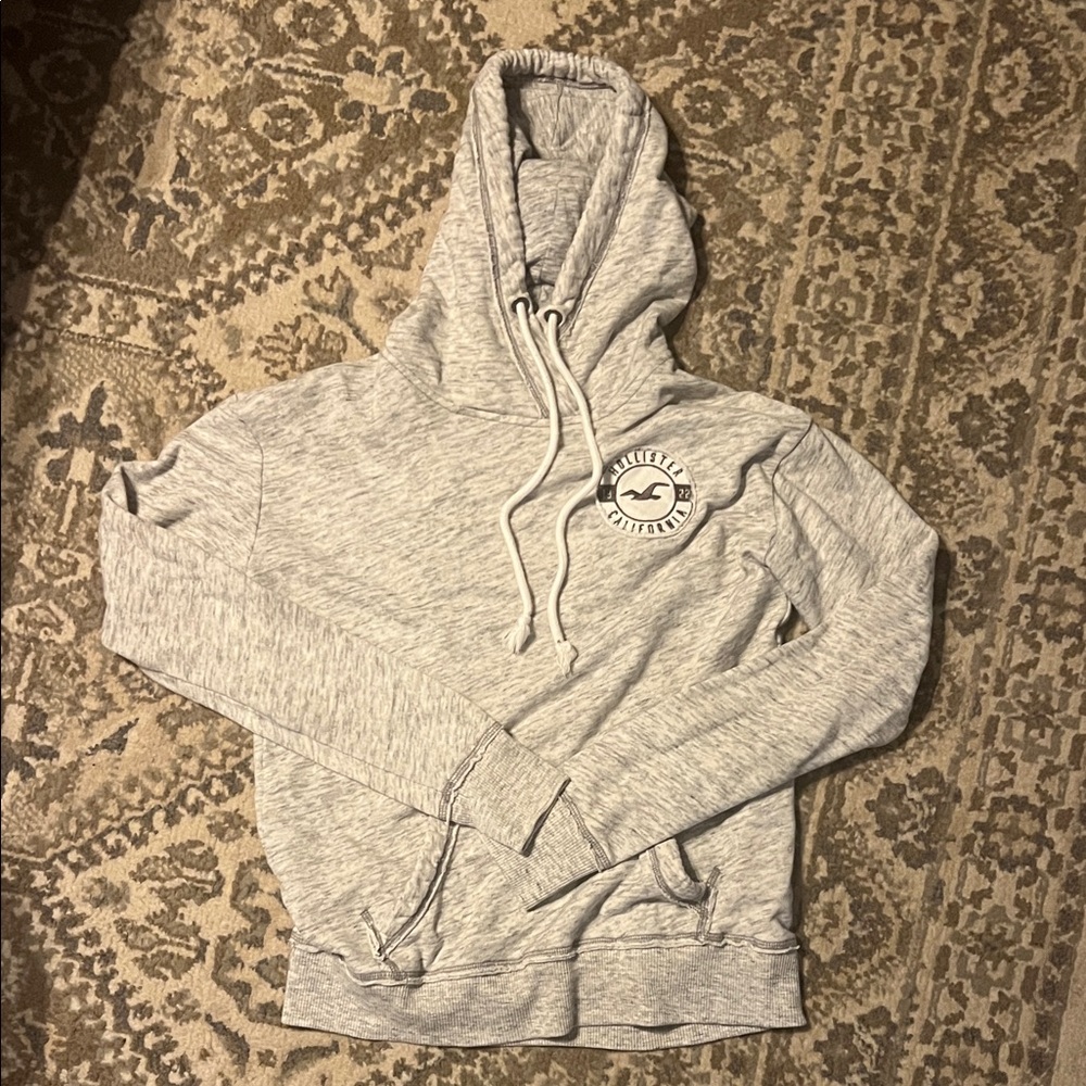 Hollister Light Gray Pullover Hoodie Sweatshirt